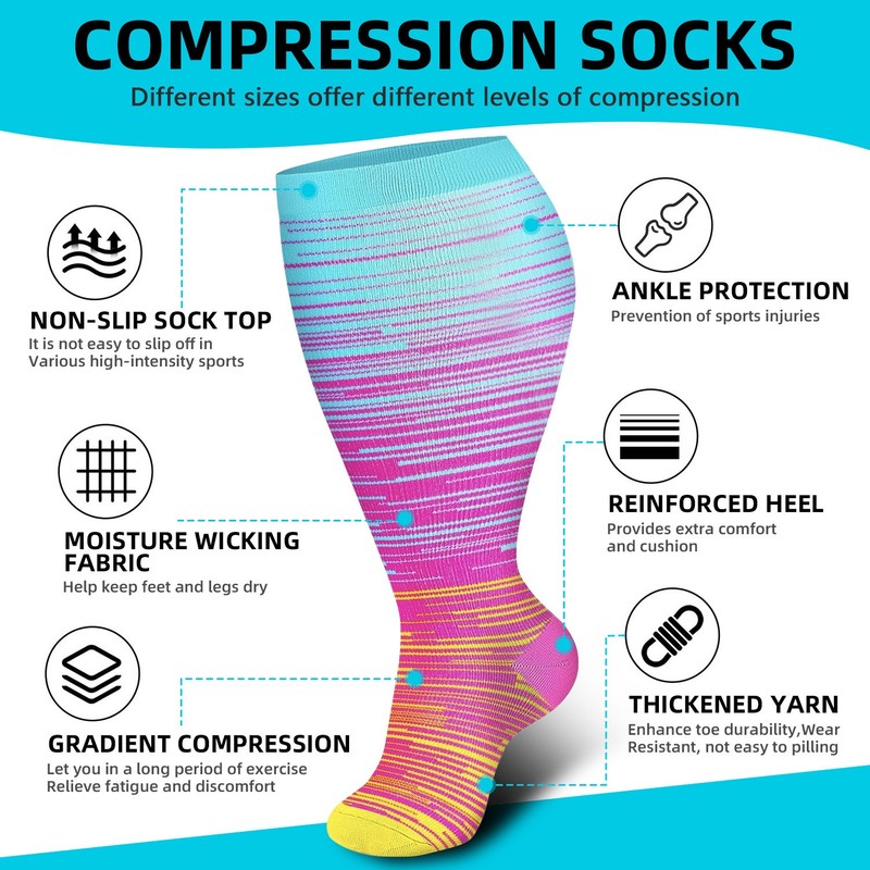 Plus Size Compression Socks 20-30 mmhg for Men and Women Wide Calf 2XL-4X-Large gallery