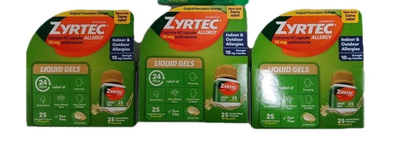 Zyrtec Allergy (25 Liquid Gels) Indoor/Outdoor Allergies Exp 09/2026+ 3 Pack!