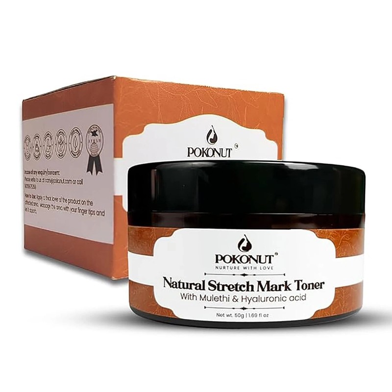Pokonut Ayurvedic Stretch Mark Cream 50 Gm with Hyaluronic Acid & Rosehip Oil
