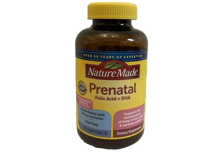 Nature Made Prenatal Multi + 200mg DHA and Folic Acid, 150 Softgels, EXP 01/2027