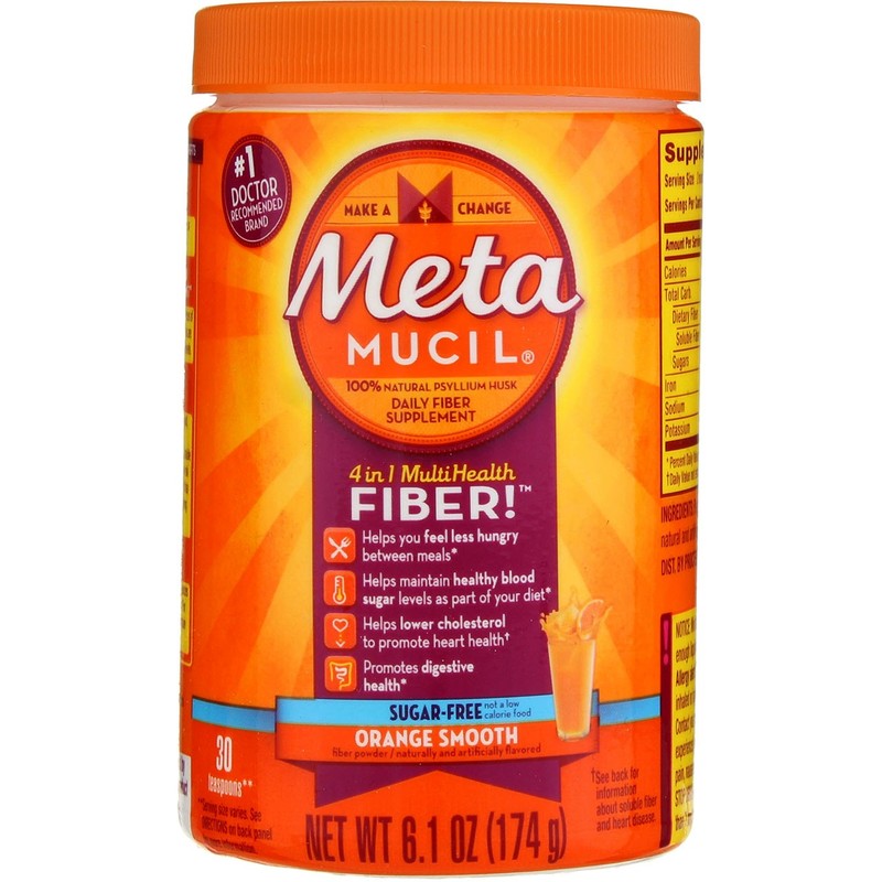 2 Pack Metamucil 4-in-1 MultiHealth Sugar-Free Fiber Supplement Powder, Orang…
