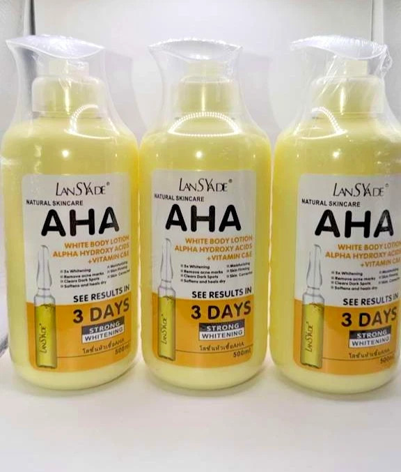 AHA Strong Brightening Body Cream Hydroxy Acid Vitamin C Whitening 500ml 3pack