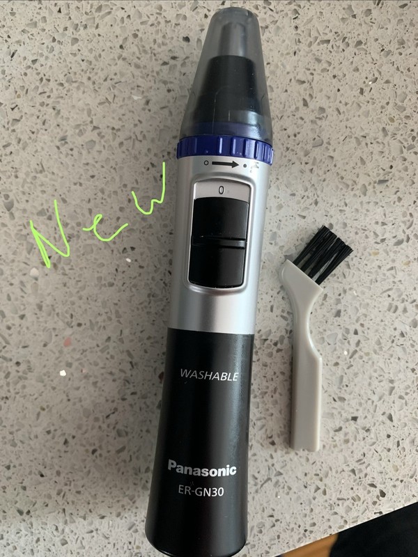 Panasonic ER-GN30 Washable Nose Hair Trimmer w/ Cleaning Brush Black/Silver/Blue