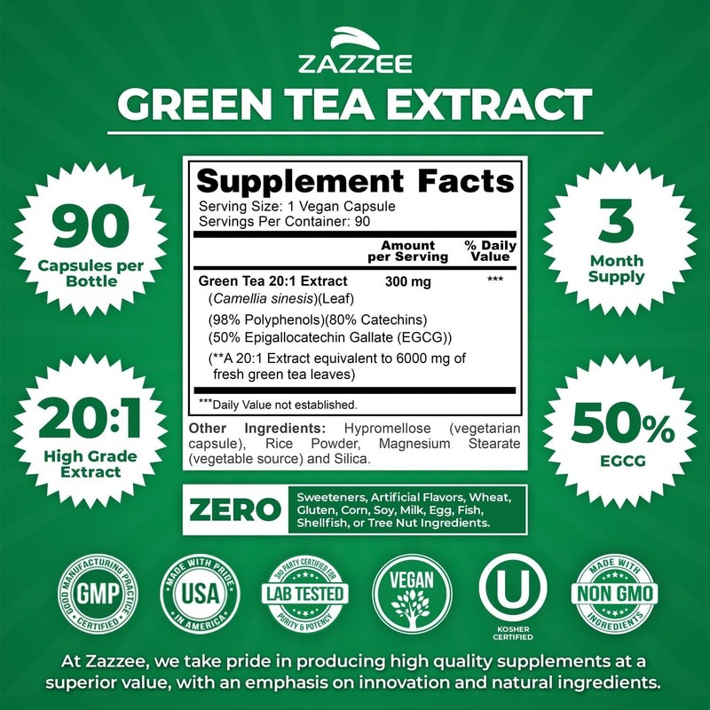 Potent 50% EGCG Green Tea Extract - 90 Kosher Capsules, 3- Supply gallery