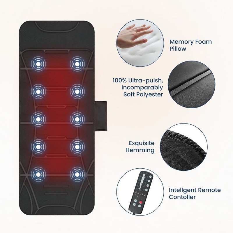 COMFIER Soothing Black Full Body Massage Mat with Heat, Back Massager 10 Black gallery
