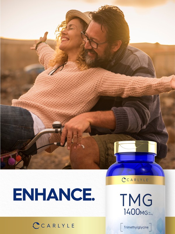 TMG Supplement 1400mg | 200 Caplets | Trimethylglycine | Non-GMO | by Carlyle gallery