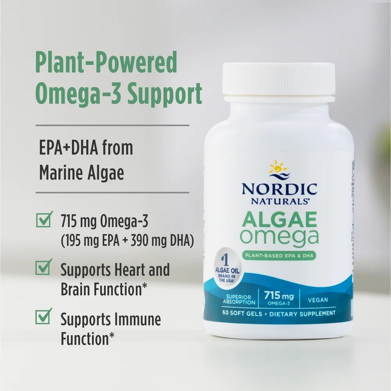 Nordic Naturals Algae Omega - Vegan Omega-3s for Optimal Wellness, 60 Count gallery