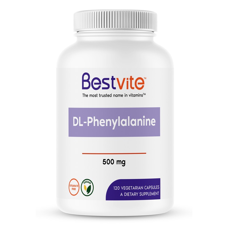 DL-Phenylalanine 500mg (120 Vegetarian Capsules)-No Fillers – Vegan