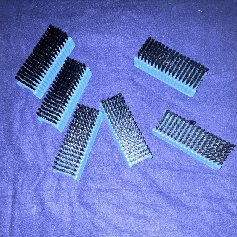 Lot of 6 Double-Sided Nail Cleaning Brushes Plastic Manual Blue/Black