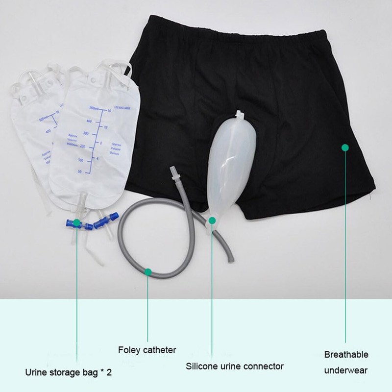 Male Wearable Incontinence Pants Urinal Leg Bag Silicone Urine Funnel Collector gallery