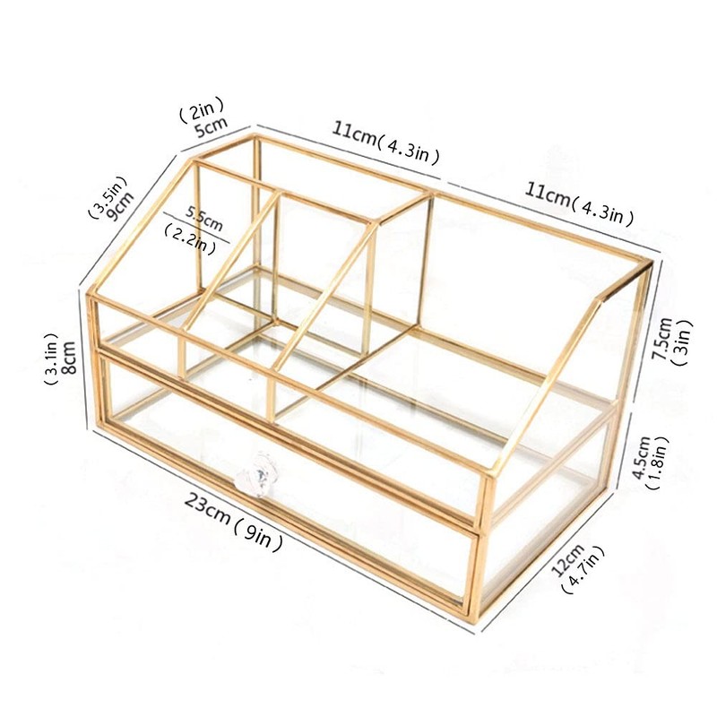 YUEHUA Glass Makeup Organizer, Clear Makeup Brush Organizer Jewelry Display B... gallery