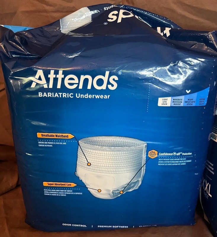 2 - 12 Count Packs ATTENDS Adult Bariatric Incontinence Underwear XX-Large New gallery