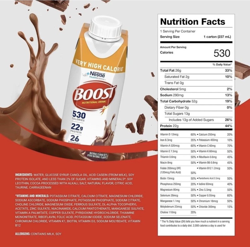 Nestle Boost Very High Calorie Complete Nutritional Drink Chocolate 8oz 24 Ct gallery