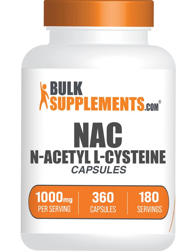 BulkSupplements N-Acetyl L-Cysteine NAC Capsules 360 Capsules – 1000mg Servings