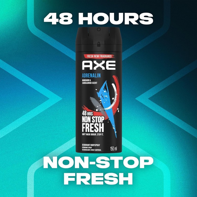Axe Adrenalin Mens Deodorant Body Spray, 150ml (3 Pack) - New - Free Shipping gallery