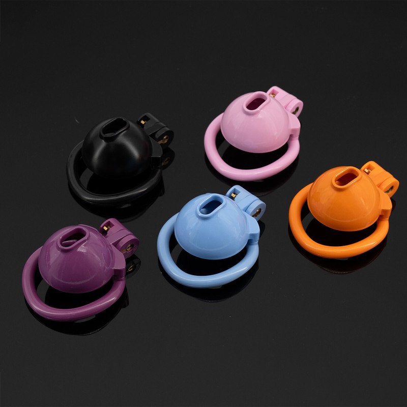 Resin Male Chastity Cage Device Men Plastic Lock Belt with 4 Rings 6 Colors gallery