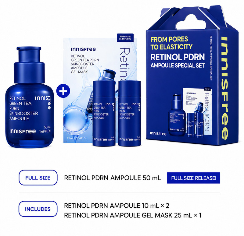 INNISFREE Retinol PDRN Skin Booster Ampoule 40ml / Pore Care Repair Serum