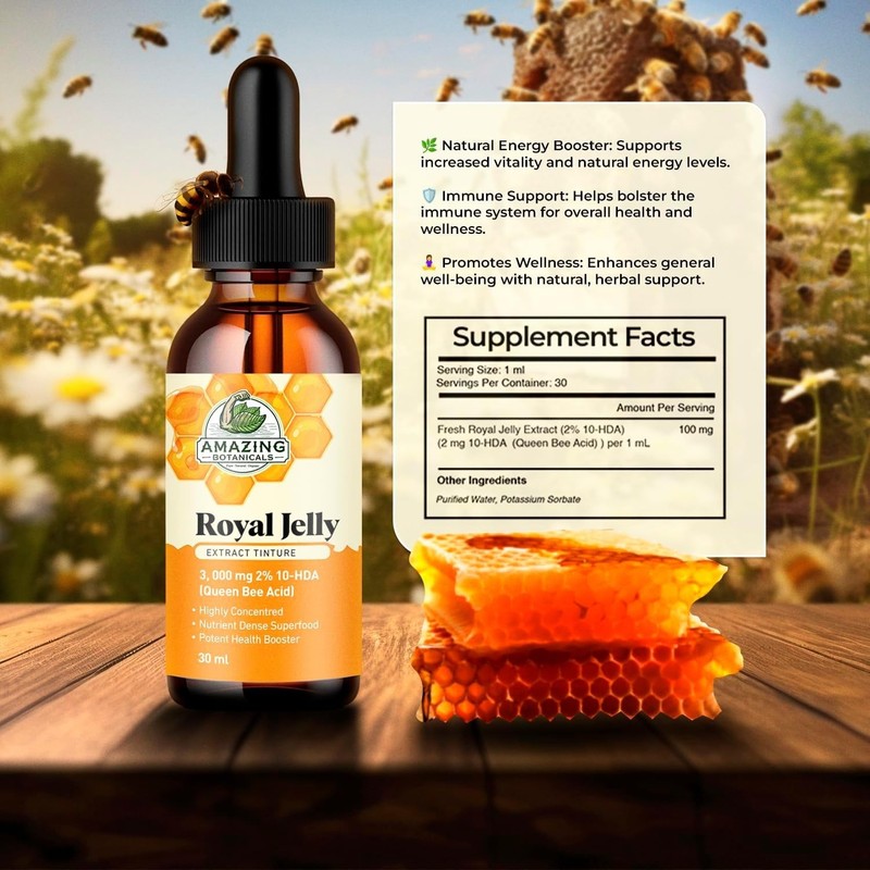 Amazing Botanicals Royal Jelly Extract Tincture 3,000 mg Natural Energy & Immune gallery