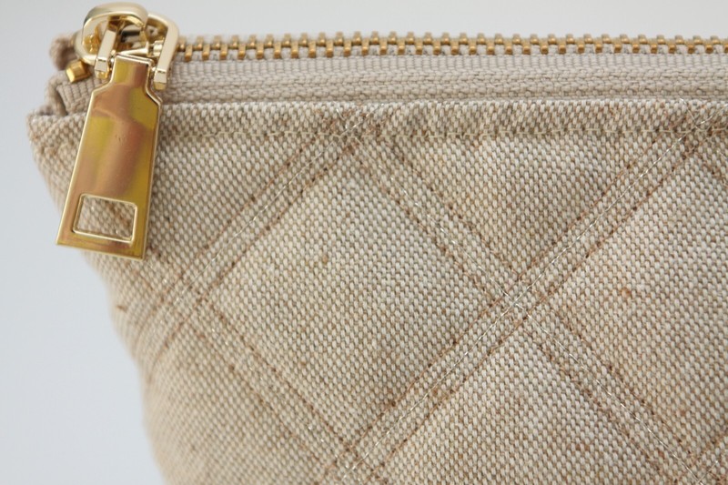 Handmade Beige Natural Cotton Cosmetic Case Zipper Closure One of a Kind. gallery