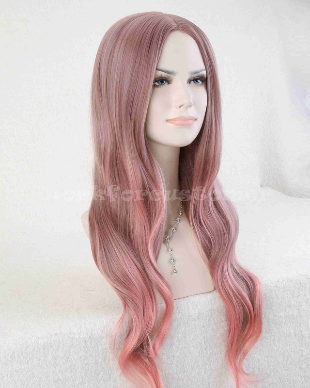 Light Pink to Purple Wigs Long Fluffy Curly Wavy Hair Wigs for Women Cosplay Wig gallery