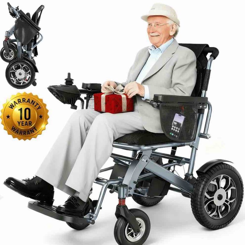 SACVON Lightweight Foldable Electric Wheelchair 22-Mile Range Foldable