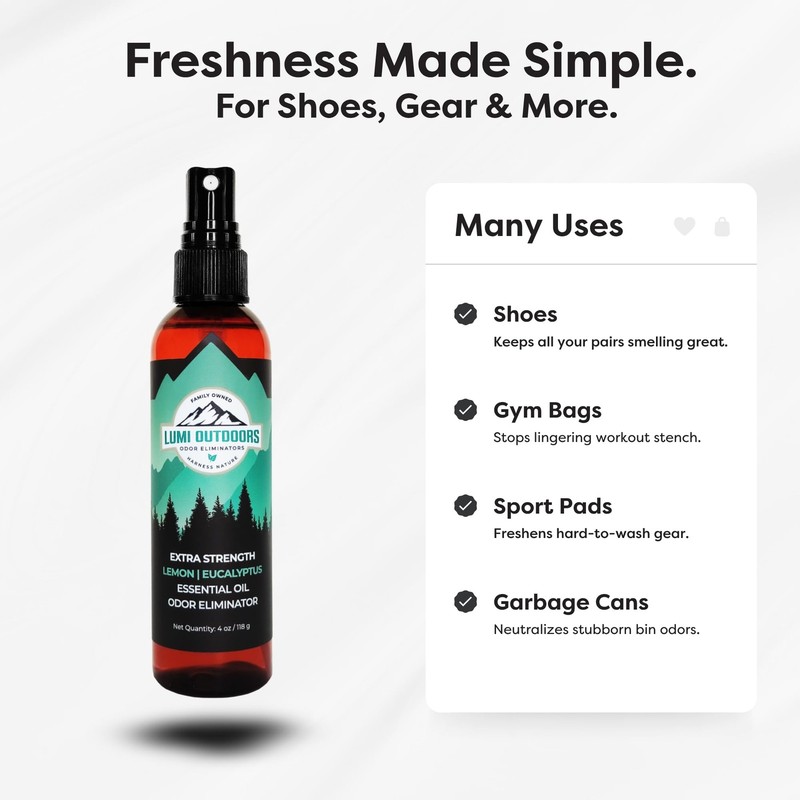 Lumi Outdoors Natural Shoe Deodorizer Spray (700+ Sprays) 4 Fl Oz (Pack of 1) gallery