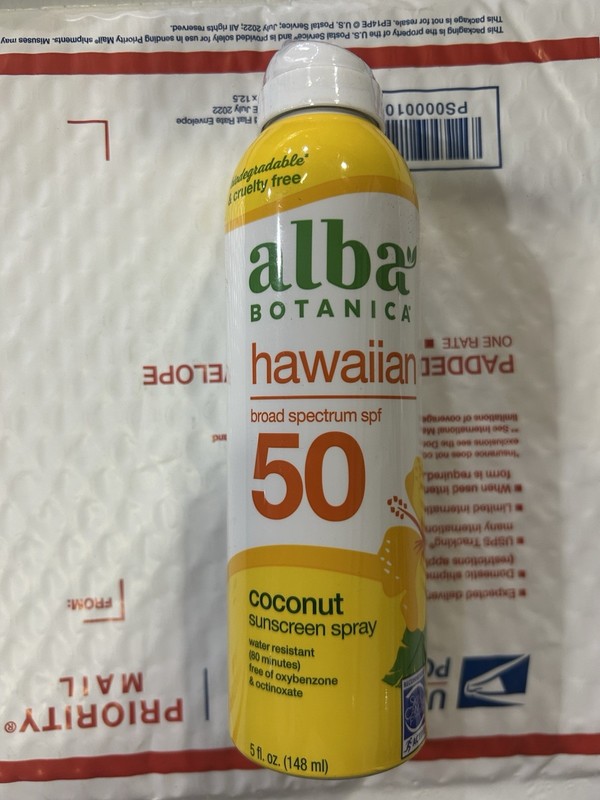 Alba Botanica Hawaiian Sunscreen Coconut Spray SPF 50, 5oz 10/2026 exp