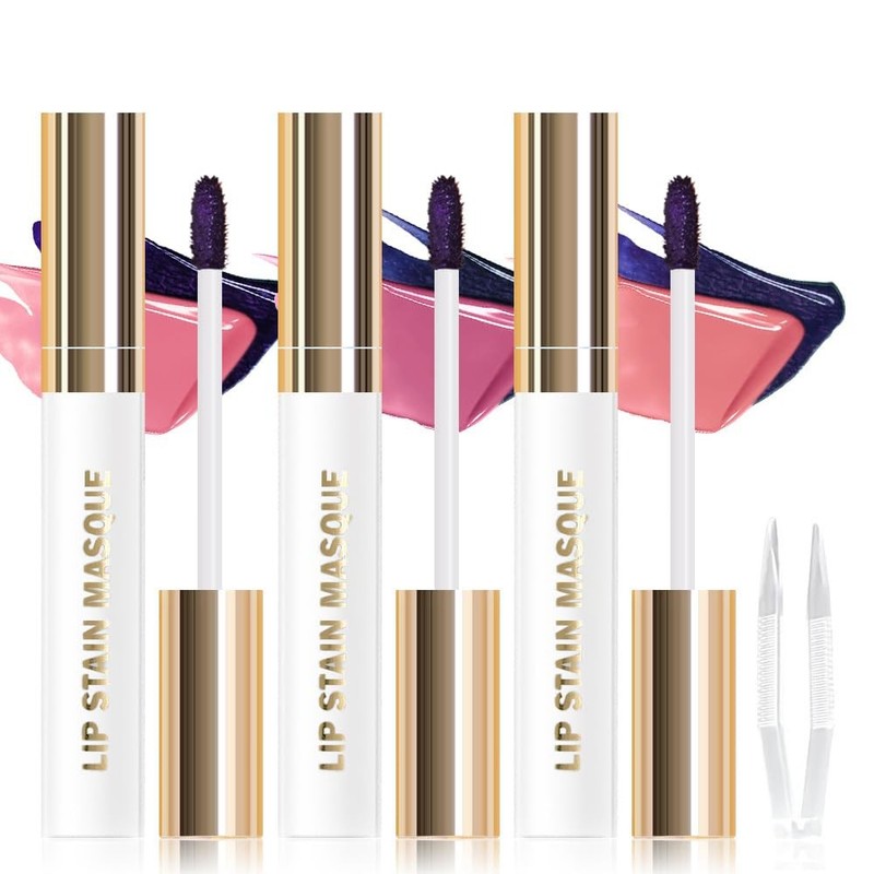 3Pcs Peel Off Lip Stain Tattoo with Tweezer – Matte Peel Off Lip Tint, Long L…