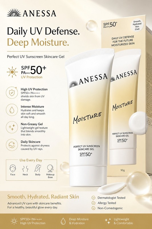 ANESSA Perfect UV Moisture Sunscreen Gel SPF50+ PA++++ 90g Ship From US
