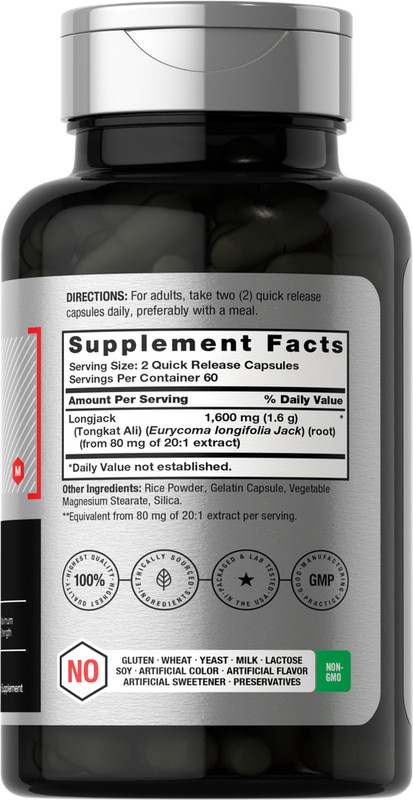 Longjack 1600 mg | 120 Capsules | Longifolia Root Extract | by Horbaach gallery