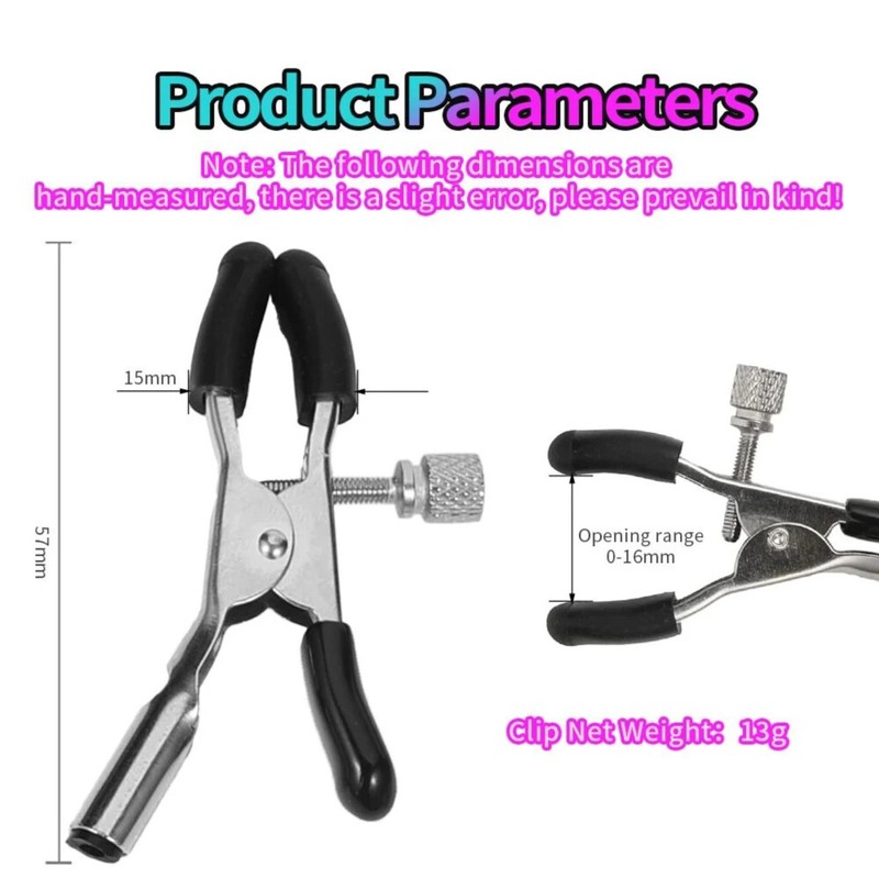 SM Nipple Clamps E-Stim Shock Adjustable Male Female Breast Stimulation Bondage gallery