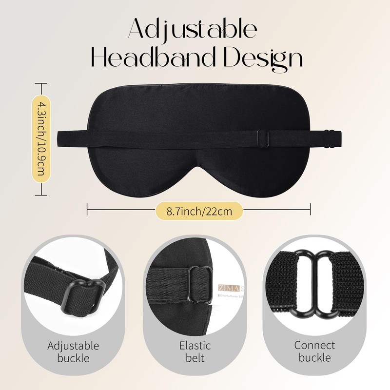 ZIMASILK 100% Mulberry Silk Sleep Mask with 1 Count (Pack of 1), Navy Blue gallery