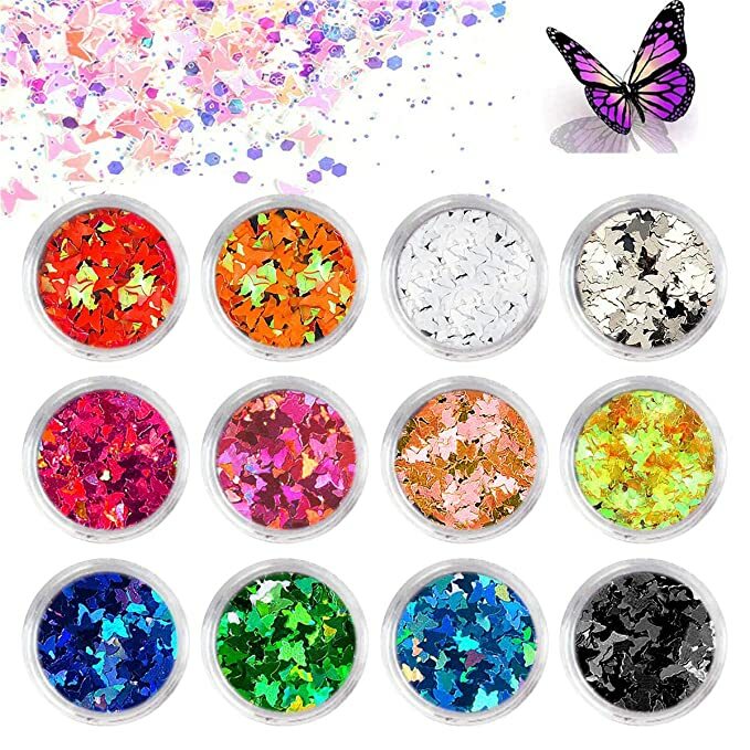 12 Color Set Nail Glitter Sequin Holographic Laser Flakes Nail Art 3D Decoration
