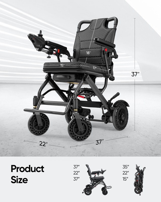 Lightweight 38Lb Foldable Electric Wheelchair Intelligent 300Lb All Terrain FDA gallery