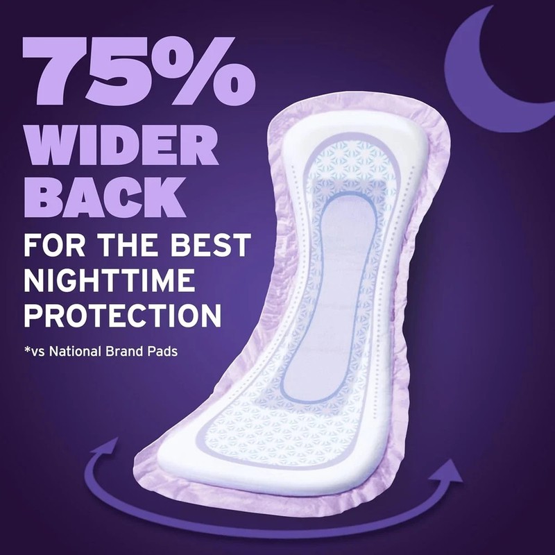 Poise Overnight Incontinence & Postpartum Pads, 8 Drop Extra Coverage, 96 Count gallery