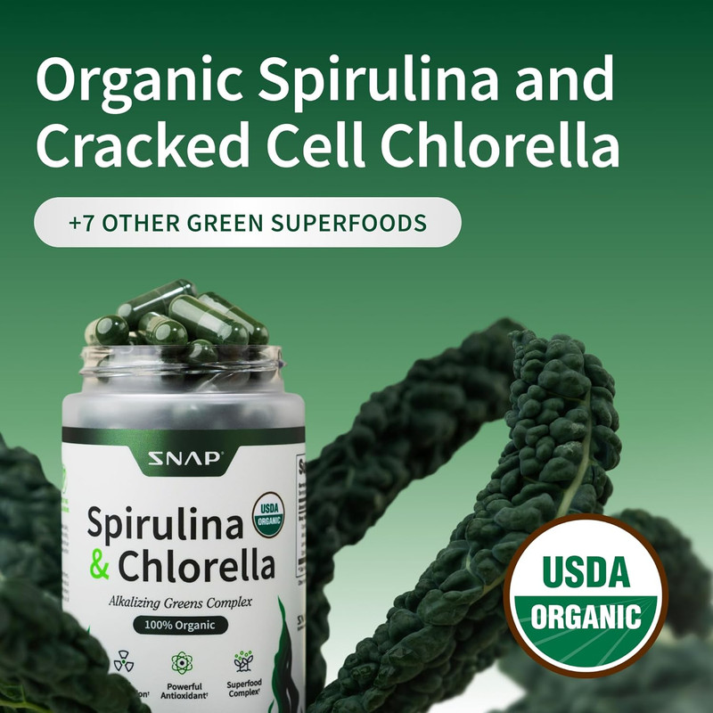 Espirulina y clorela orgánicas - Apoyo energético e inmunológico, 120 cápsulas gallery
