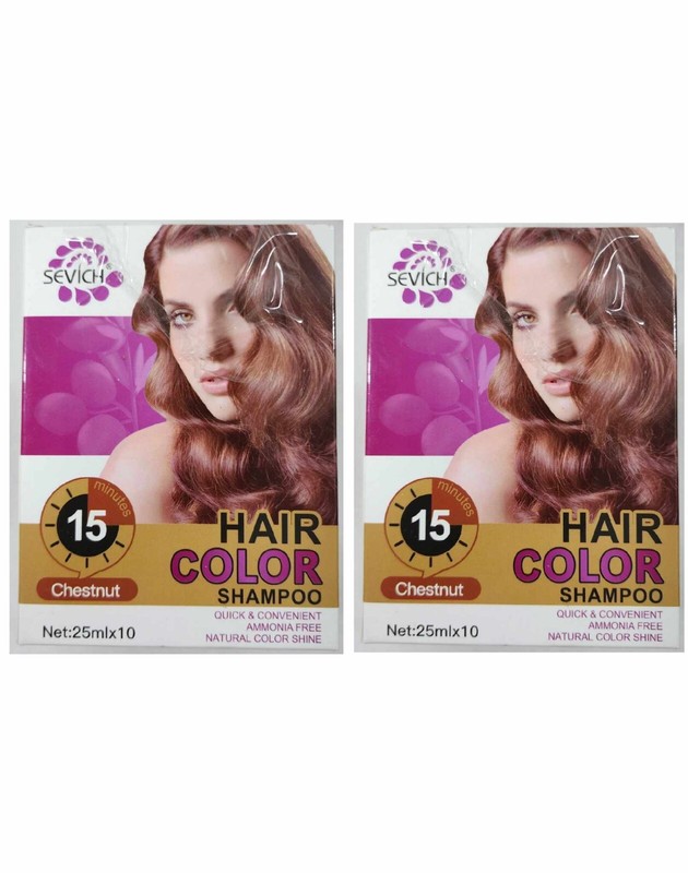 SEVICH Hair Color Shampoo 15 Minutes Instantly Hair Color Dye Chestnut – 2 Boxes