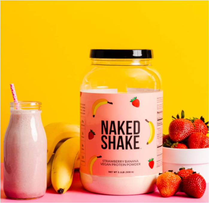 NAKED Shake Vegan Protein Powder, Strawberry Banana, 30 Servings gallery