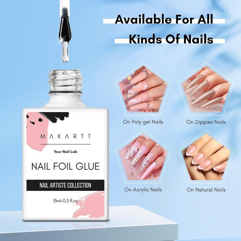 Luxury Nail Art Foil Glue Gel 15ML - Perfect Adhesion for Glamorous Designs gallery