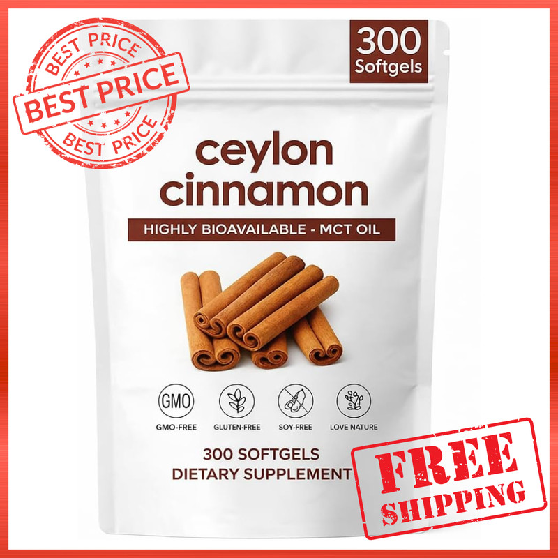 Ceylon Cinnamon Softgels with MCT Oil – 300 Softgels – True Ceylon Cinnamon Supp