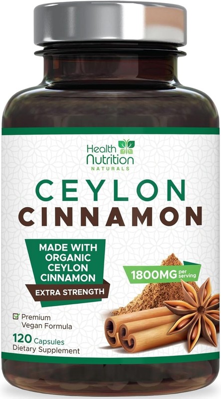Pure Cinnamon Capsules, True Sri Lanka Certified Organic Ceylon Cinnamon Pills