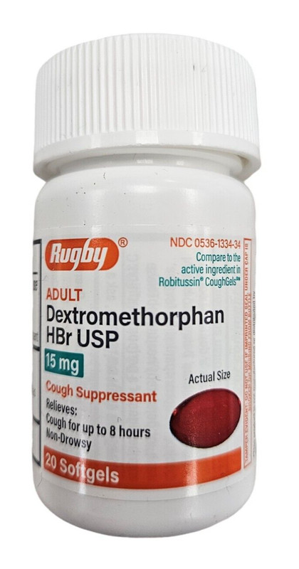 Rugby Dextromethorphan 15mg Cough Gels 8hr 20ct ( 1 bottle ) _