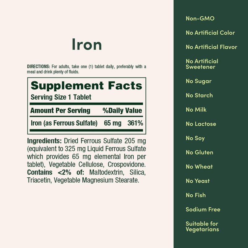 Iron 65 Mg Support Red Blood Cell Production Ferrous Sulfate 325 Mg, 100 Tabs gallery