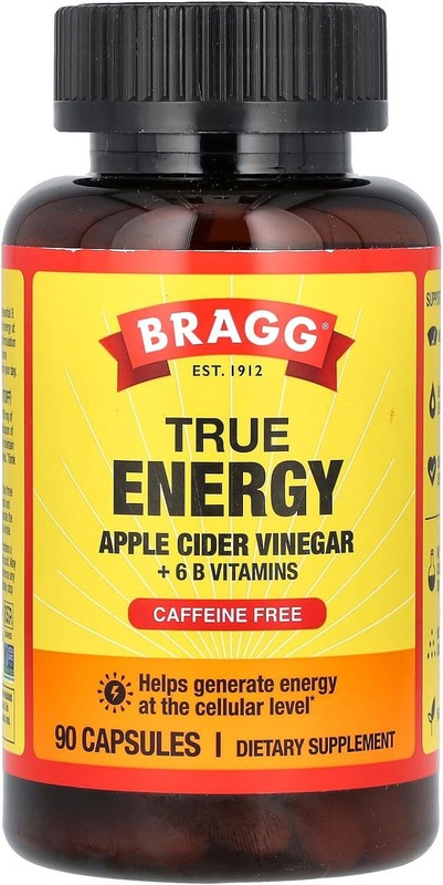 Bragg Apple Cider Vinegar True Energy Capsules – 6 B Vitamins – Caffeine Free –