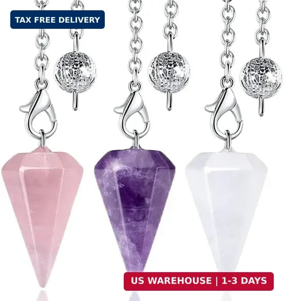 DUQGUHO 3 Pcs Crystal Pendulums Set for Divination Dowsing Natural Amethyst Rose