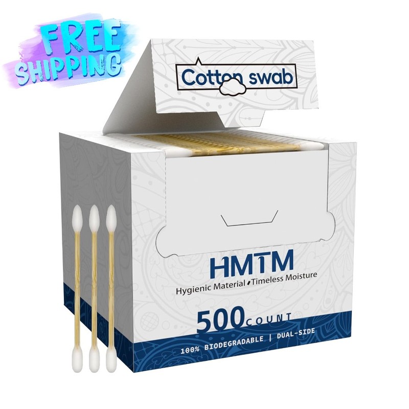 500 Count Cotton Swabs, Bamboo Cotton Swab for Eye Ears Oil Makeup, Lint Free