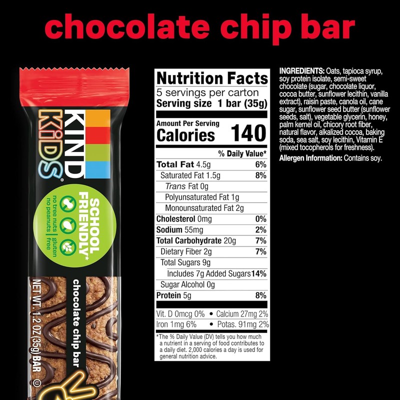 KIND Kids Chocolate Chip Bar Tree Nut Free Peanut Free Gluten Free - 5 Bars gallery