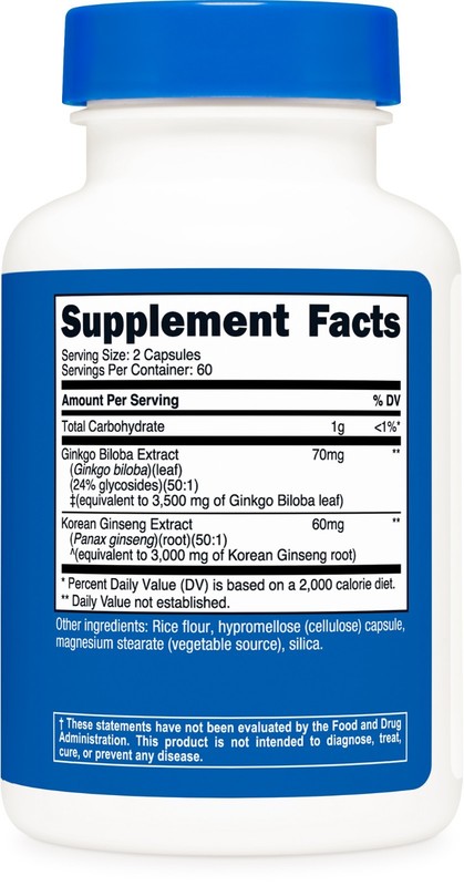Nutricost Ginkgo + Ginseng Supplement 120 Capsules for 60 Servings Per Bottle gallery