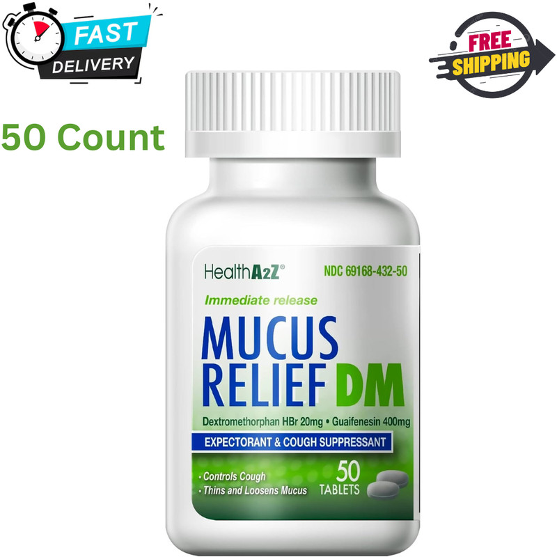 HealthA2Z® Mucus Relief DM | Dextromethorphan HBr 20mg | Guaifenesin 400mg 50 ct