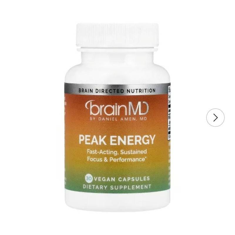 BrainMD Peak Energy Vegan Gluten-Free Sugar-Free Non-GMO 30 Capsules Exp 03/2028